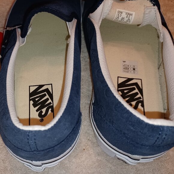 Vans Men's 6.5/Women's 8 Slip On Debossed "Off The Wall" Blue RARE - Picture 5 of 12
